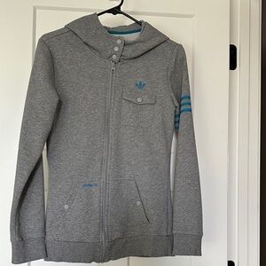 Adidas  Climite Cotton women’s size small  Gray Zip-Up Hoodie trefoil